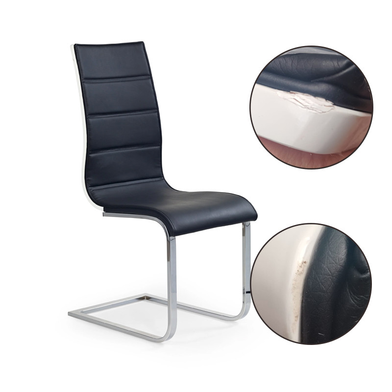 Scaun living, cadru metal, stil modern, inaltime 99 cm, tapiterie piele ecologica neagra, RESIGILAT