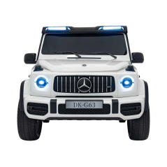 Masinuta electrica Mercedes Benz G63 AMG XXL, 2x280W, 3 viteze, panou audio, lumini LED, roti EVA, centura, alba