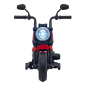 Motocicleta electrica Chopper pentru copii, 20W, panou audio, lumini LED, Bluetooth, MP3, USB, 78x30x55 cm, negru/rosu