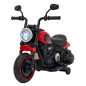 Motocicleta electrica Chopper pentru copii, 20W, panou audio, lumini LED, Bluetooth, MP3, USB, 78x30x55 cm, negru/rosu