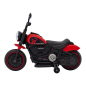Motocicleta electrica Chopper pentru copii, 20W, panou audio, lumini LED, Bluetooth, MP3, USB, 78x30x55 cm, negru/rosu