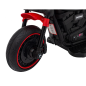 Motocicleta electrica Chopper pentru copii, 20W, panou audio, lumini LED, Bluetooth, MP3, USB, 78x30x55 cm, negru/rosu