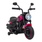 Motocicleta electrica pentru copii, radio FM, panou audio, lumini LED, sunet motor, capacitate 25 kg, 78x30x55 cm, negru/roz