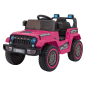 Masinuta electrica Off-Road, 2x35W, 3 viteze, pornire lenta, lumini LED, scaun piele, panou audio, 94x54x58 cm, roz/negru Masinuta electrica Off-Road, 2x35W, 3 viteze, pornire lenta, lumini LED, scaun piele, panou audio, 94x54x58 cm, roz/negru