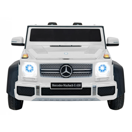 Masina electrica Mercedes Benz MAYBACH G650 STRONG, 200W, panou tactil MP4, Bluetooth, USB, alb