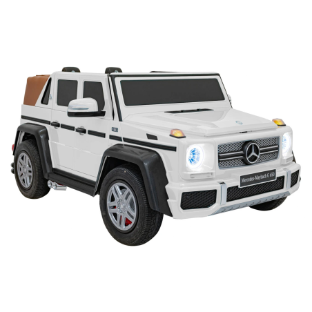 Masina electrica Mercedes Benz MAYBACH G650 STRONG, 200W, panou tactil MP4, Bluetooth, USB, alb