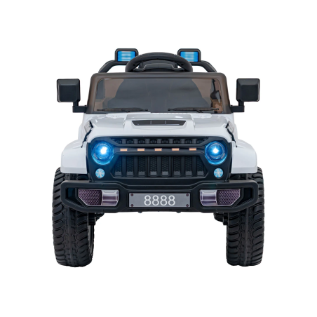 Masinuta electrica off road pentru copii, 12V/7Ah, 3 viteze, telecomanda, melodii, lumini LED, roti EVA, scaun piele, alba