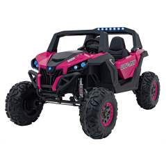 Masinuta electrica Buggy UTV, 4x75W, telecomanda 2.5 GHz, scaun piele, 120x85x80 cm, 2x12V/7Ah, roz