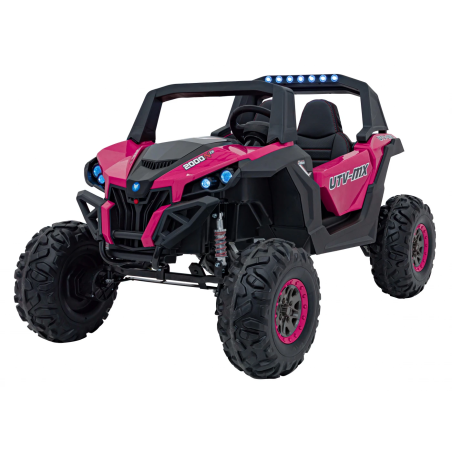 Masinuta electrica Buggy UTV, 4x75W, telecomanda 2.5 GHz, scaun piele, 120x85x80 cm, 2x12V/7Ah, roz