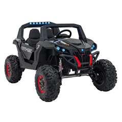 Masinuta electrica pentru copii, Buggy, 4x75W, suspensii, pornire lenta, radio, melodii, MP3, AUX, 2x12V/7Ah, neagra
