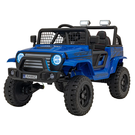 Masinuta sport, electrica, pentru copii, 4x35W, telecomanda/pedala, panou audio, lumini, 3 viteze, roti EVA, albastra
