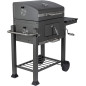 Gratar cu carbuni Maltec GrillMaster Probend, capac rabatabil cu maner, termometru, suport roti, 37,5 cm, otel, negru