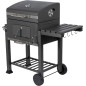 Gratar cu carbuni Maltec GrillMaster Probend, capac rabatabil cu maner, termometru, suport roti, 37,5 cm, otel, negru