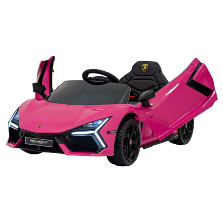 Masinuta electrica Lamborghini Revuelto, melodii, USB, Bluetooth, faruri LED, roti spuma EVA, telecomanda, roz
