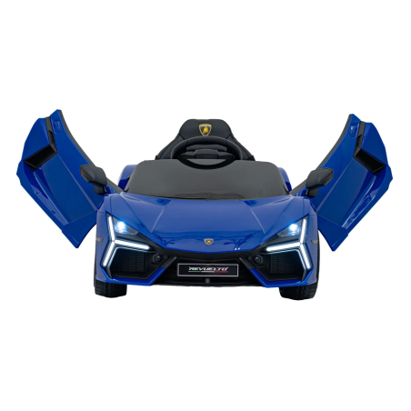 Masinuta electrica Lamborghini Revuelto, MP3, USB, Bluetooth, melodii, telecomanda, albastru, 106x60x36 cm