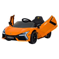 Masina copii Lamborghini Revuelto, 4 motoare, baterie 12V 9Ah, USB, Bluetooth, MP3, telecomanda, portocaliu