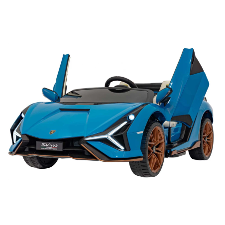 Masinuta pentru copii Lamborghini SIAN, 4x100W, telecomanda, melodii, MP3, USB, Bluetooth, albastru