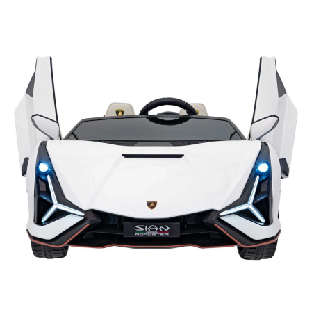 Masinuta Lamborghini SIAN, 4x100W, melodii, MP3, USB, Bluetooth, control parental, maxim 50 kg, alb