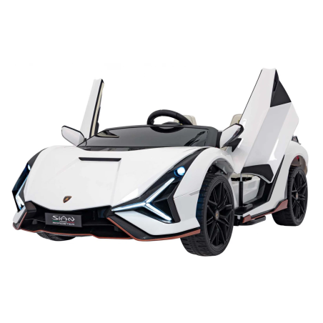 Masinuta Lamborghini SIAN, 4x100W, melodii, MP3, USB, Bluetooth, control parental, maxim 50 kg, alb
