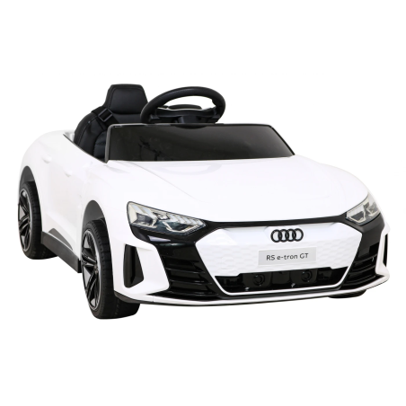 Masina electrica Audi RS E-Tron GT, 4x25W, telecomanda, panou audio, faruri LED, roti spuma EVA, alb