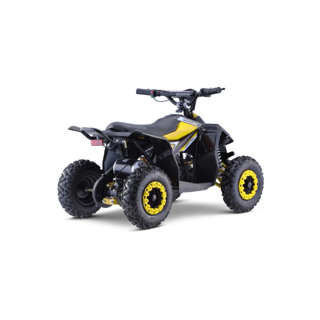 ATV electric pentru copii, 1000W, 3 viteze, capacitate 65 kg, lumini, scaun piele, roti gonflabile, 108x69x71 cm, galben