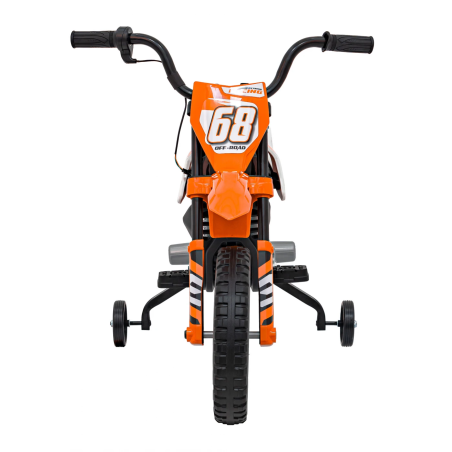 Motocicleta PANTONE 361C, 2x30W, melodii, MP3, BT, pornire lenta, roti spuma EVA, portocaliu