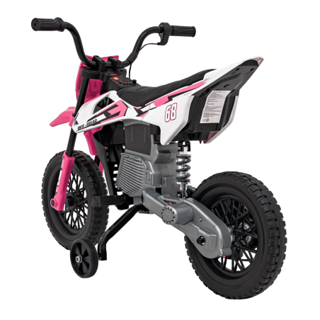 Motocicleta electrica copii, 2x30W, panou audio, roti spuma EVA, scaun piele eco, roz