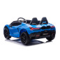 Masinuta electrica Lamborghini, 4x200W, telecomanda 2.4 GHz, 3 viteze, pornire lenta, Bluetooth, USB, 24V7Ah, albastra