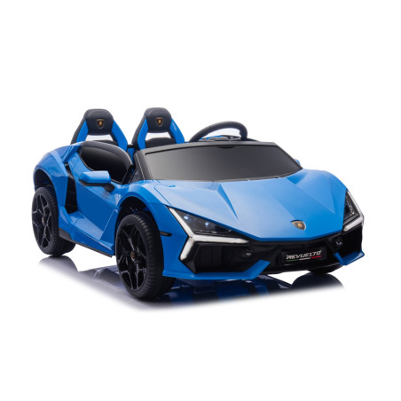 Masinuta electrica Lamborghini, 4x200W, telecomanda 2.4 GHz, 3 viteze, pornire lenta, Bluetooth, USB, 24V7Ah, albastra