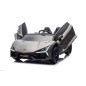 Masinuta electrica Lamborghini, 4x200W, panou audio, pornire lenta, lumini fata spate, 2 scaune cu centura, 132x73x44 cm, gri