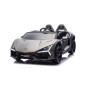 Masinuta electrica Lamborghini, 4x200W, panou audio, pornire lenta, lumini fata spate, 2 scaune cu centura, 132x73x44 cm, gri