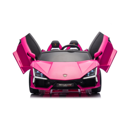 Masinuta electrica copii, Lamborghini 4x200W, telecomanda 2.4 GHz, centura de siguranta, 2 locuri, lumini, FM, MP3, roz