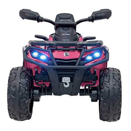 ATV electric copii, 4x45W, telecomanda, roti spuma EVA, faruri LED, panou audio, scaun piele eco, roz