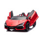 Masinuta electrica Lamborghini, 3 viteze, 200W, maxim 60 kg, roti gonflabile, lumini, AUX, Bluetooth, USB, rosie