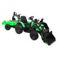 Tractor cu remorca 720-T, 2x45W, baterie, 3 viteze, MP3, AUX, USB, telecomanda, faruri LED, verde