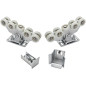 Set 2 carucioare din poliamida, 5 role si accesorii profil 80 x 80 x 5 mm, pentru porti culisante, argintii