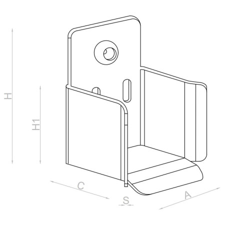 Opritor reglabil pentru porti culisante, sina de 60x60 mm, otel galvanizat, bara protectie din cauciuc