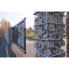 Opritor superior pentru poarta culisanta, profil de 60 mm, doua role de cauciuc, otel galvanizat