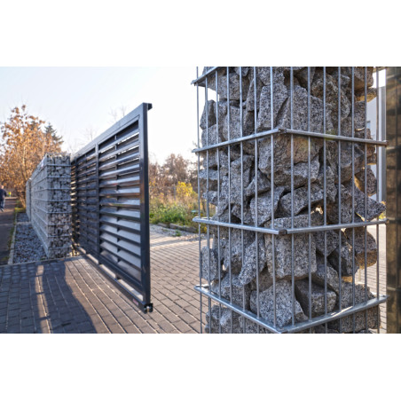 Opritor superior pentru poarta culisanta, profil de 60 mm, doua role de cauciuc, otel galvanizat