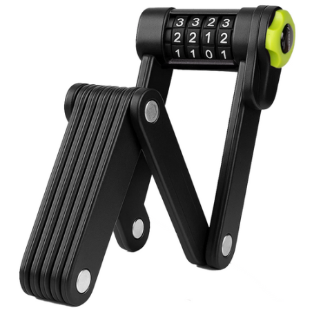 Incuietoare pliabila pentru biciclete, combinatie din 4 cifre, suport montare cadru, 45 x 8 cm, otel, silicon, ABS