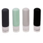Geanta cosmetica pentru calatorie, sticle flexibile, 4 x 90 ml, autocolante cu nume, 14 x17x4 cm, negru/gri
