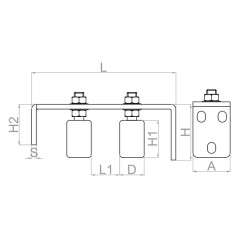 Ghidaj superior reglabil, doua role plastic, stabilizare verticala poarta culisanta