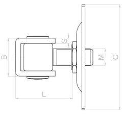 Balama galvanizata pentru porti si trape, filet M12, placa 75x55 mm, lungime reglabila, zincata
