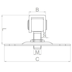Balama reglabila zincata cu placa de prindere pe stalp, pentru porti batante, placa 75x60 mm