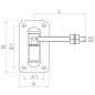 Balama cu placa de sustinere pentru porti batante, porti mici, trape, filet M18, reglabila, lungime 145 mm, otel galvanizat