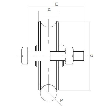 Roata culisanta cu 2 rulmenti de 68 mm, otel galvanizat, latime canal 20 mm, pentru porti suspendate