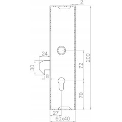 Carcasa metalica cu broasca pentru usi/porti glisante, dedicata profilului de 40x60 mm, incuietoare cu carlig