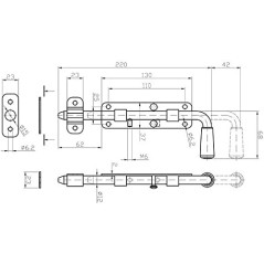 Zavor cu maner pentru poarta, 220 mm, inchidere reglabila, galvanizat, argintiu