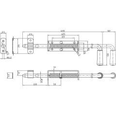 Incuietoarea cu arc galvanizat, 420 mm, inchidere reglabila, argintie