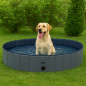 Piscina pentru caini, 160x30 cm, capacitate 600 litri, supapa scurgere, pliabila, PVC/ABS, gri
